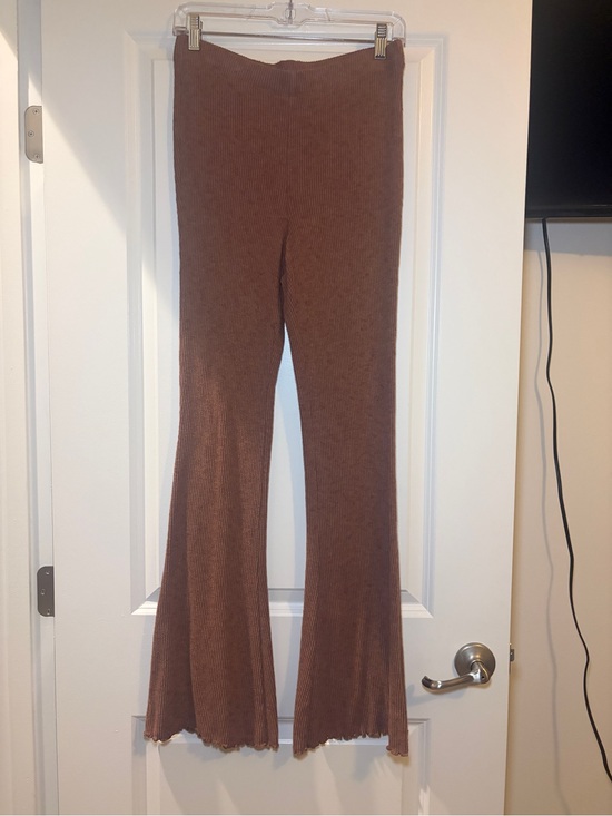 American Eagle Outfitters Pants - American Eagle Outfitters | Brown High-Waist Ribbed Knit Flare Lounge Pants